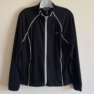 Lauren Ralph Lauren Women's Black w/ White Trim Lightweight Zip Up Jacket SZ XL
